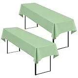 Showgeous 2 Stück Salbeigrün Biertisch Tischdecke universal für 50cm u.70cm Biertische Hussen für Biertisch Biertischhussen Bierzeltgarnitur Rechteckige Tischdecken Waschbar 100x250cm