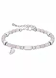 HAYOUWAY Charm Armband mit Buchstaben Geschenke für Frauen Teenager Mädchen Freundin, Naturstein Perlenarmband Damen mit Herz Anhänger Anfangsbuchstaben Armbänder (I)