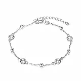 AOBOCO Fußkettchen Sterling Silber 925 Damen Kugel Fusskettchen mit Zirkonia 27cm