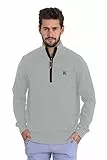 BlauerHafen Herren Long Sleeve Jumper High Neck Quarter Zip Troyer Regular Fit 100% Baumwolle Pullover Soft Sweater (Grau, S)
