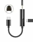 Stouchi USB C Kopfhörer-und Ladeadapter 2-in-1, 32Bit/384kHz-USB-Audiobuchse Typ C bis 3,5 mm mit PD 30W-Schnellladekonverter für Stereo, Aux, Kopfhörer Kompatibel mit Galaxy S20/S21 Note P20/10