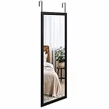 Dripex Wandspiegel 45x119cm Spiegel unbrechbarer Garderobenspiegel Flurspiegel höhenverstellbarer Hängespiegel mit Haken (Schwarz)