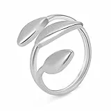 kkjoy Blattring Edelstahl Natur Pflanze Serie Ring Verstellbare Offene Fingerringe Ast Ring Blätter Wrap Fingerring Schmuck für Frauen Mädchen