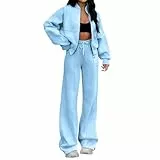 Cowyams Jogginganzug Damen Lässig Trainingsanzug Weich Freizeitanzug Einfarbig Sportswear Mode Tracksuit Jacke Mit Reißverschluss Und Jogginghose 2 Stück Kleidungsset