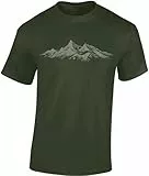 Wander Tshirt Herren : Alpengipfel - Kletter T-Shirt Männer - Geschenk für Wanderfreunde - Bergsteiger Ausrüstung (Army L)