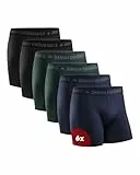 DANISH ENDURANCE Herren Boxershorts, 6 Pack, Retroshorts aus weicher Baumwolle (Mehrfarbig (2X Schwarz, 2X Grün, 2X Blau Melange), X-Large)