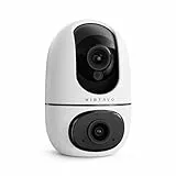 virtavo Überwachungskamera Innen, Indoor Camera for Home Security,2MP, 24/7 WiFi, WLAN Dual Lens Kamera Überwachung Innen mit 360° PTZ, Auto Tracking Bewegungserkennung Farbnachtsicht, 2-Wege-Audio