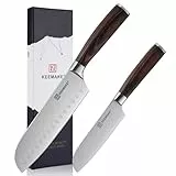 KEEMAKE Messerset, Küchenmesser Set 2tlg, Santokumesser japanisches Messer aus hochwertigem Edelstahl, Scharfes Messer Set Kochmesser mit ergonomischer Griff