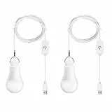 USB LED Lampe Birne 7W Warmweiß dimmbare 2er Pack,Kabel ist im Lieferumfang Schalter,für Camping, Wandern, Angeln, Wandern, Notlicht und andere Outdoor-Aktivitäten (Warmweiß-2700K)