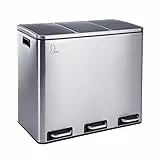 SVITA TM3X18 Edelstahl Treteimer 54 Liter Abfalleimer Mülleimer Design Silber Mülltrennung Papierkorb Küchen-Ordnung Trennsystem