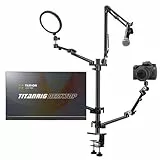 TARION Tischstativ Kamera Overhead Stativ: Kamera Tischhalterung Klemmstativ Flexibel Tisch Halterung mit 4 Gelenkarm für Ringlicht Monitor Mikrofon Fotografie Video Live Streaming Titanrig Desktop