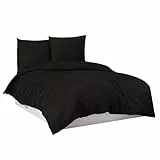 Mixibaby Bettwäsche Bettgarnitur Bettbezug 100% Baumwolle 135x200 155x220 200x200 200x220, Farbe:Schwarz, Größe:135 x 200 cm