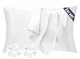 Seiwohl Satin Kissenbezug 40 x 80 2er Set, Weich wie Seidenkissenbezug Silk Pillowcase, Vegane Seide Kopfkissenbezug Kissenhülle Seidenkopfkissen für Haar und Haut mit 2 Haargummis, Weiß