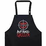 EXPRESS-STICKEREI BBQ Grillschürze - Lustige Kochschürze für Grillfans - Verstellbare Latzschürze für Männer/Frauen - Küchenschürze mit Spruch Auftrags-Griller
