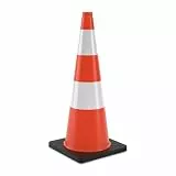 Relaxdays Leitkegel, 90 cm, Absperrkegel, hohe Sichtbarkeit, reflektierend, Pylon Baustelle, PVC & Gummi, orange/Silber