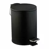 Relaxdays Kosmetikeimer, 3 Liter, Absenkautomatik, entnehmbarer Inneneimer, Metall, Bad Mülleimer mit Deckel, schwarz