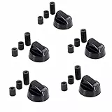 DL-pro 5x Universal Drehknopf Set Ø 42mm Drehgriff Knebel mit 6mm und 8mm Adaptern Drehknöpfe Herdknöpfe Knöpfe Schalter für fast alle Herd Kochfeld Backofen Gasherd (schwarz)