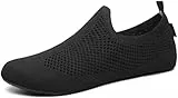 SAGUARO Hausschuhe Damen Herren Leicht Hüttenschuhe Atmungsaktiv Rutschfest Flache Pantoffeln Bequem Weich Flexibel Schlappen Home Cozy Geschlossene Slippers, Schwarz 38/39EU
