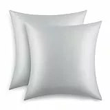 RUIKASI Satin Kissenbezug 80x80cm 2er Set - Seidig Kopfkissenbezug 80x80 Hellgrau mit Reißverschluss, Leicht Pflege wie Seide Kissenbezüge Doppelpack, Weich Pillowcases für Haare und Haut
