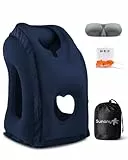 Sunany aufblasbares Nackenkissen für Flugzeug, Auto, Bus, Zug, Büro, mit gratis Augenmaske/Ohrstöpseln, blau