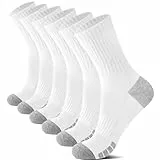 YouShow Herren 43-46 Tennissocken 6 Paar Crew Weich Atmungsaktiv Wandersocken Gepolstert Damen Socken Weiß Baumwollsocken Sportsocken