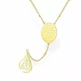 VASSAGO Islamische Ayatul Kursi ovale Halskette für Frauen Allah Teardrop Halsketten Arabisch Muslim Koran Kalligraphie Anhänger Edelstahl Anhänger Islam Eid Ramadan Geschenk Schmuck (Ayatul Kursi-G)