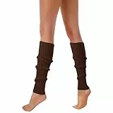 Generisch Beinwärmer für Erwachsene, Damen Bein Stulpen Strümpfe für 80er Jahre 80s Party Karneval Tanzen Aerobic Kostüm Accessoires Overknees (Coffee, One Size)