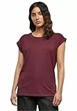 Urban Classics Damen T-Shirt Ladies Extended Shoulder Tee, T-Shirt mit überschnittenen Schultern, aus Baumwolle, erhältlich in vielen Farben, Cherry, XXL