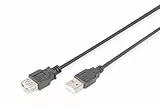 DIGITUS USB 2.0 Verlängerungskabel - 3.0 m - USB A (St) zu USB A (Bu) - 480 Mbit/s - Verbinsungskabel, USB-Kabel - Schwarz