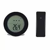 Baxnore BALDR Digitales Thermometer für Innen- und Außenbereich, Temperaturüberwachung mit großem LCD-Display, Sensor für Zuhause, Büro, Gewächshaus, Weiß, Schwarz, 1 Set (Schwarz)