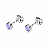 Artskin G23 Titan Damen Ohrstecker Männer Mädchen Ohrringe Hypoallergen Nickelfrei 4mm Kristall Tansanit Ohrringe für empfindliche Ohren Ohrschmuck Geburtstagsgeschenk