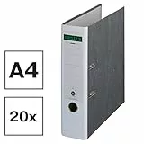 Centra Standard-Ordner, Wolkenmarmor, 20er Pack, Recycling, Blauer Engel, LGA Zertifikat, A4, 8 cm breit, bis zu 600 Blatt (80 g/m²), Kantenschutz, Griffloch, weiß, 220121