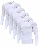 Holure 5er Pack Herren Kompression Tops Langarm Herren Running Tops Schnell trocknend unten Tops für Gym Workouts Weiß/Weiß/Weiß/Weiß/Weiß-XL