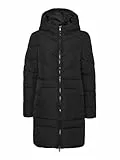 NOISY MAY Damen Lange Puffer Jacke Warmer Stepp Wintermantel mit Kapuze Wattierter Blouson NMDALCON, Farben:Schwarz, Größe:38