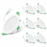 ALUSSO LED Einbaustrahler 230V 7W Dimmbar Flach IP65 LED Spots Badezimmer Deckenspots 68mm Einbauleuchten, Warmweiß 3000K Neutralweiß 4000K Kaltweiß 6500K Einbauspots Deckenstrahler, 6er Set