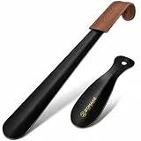 ZOMAKE Schuhlöffel Lang 42cm,Langer Schuhanzieher Metall,Klein Schulöffel Schwarz Stabil Kinder 19cm(2er Schwarz A)