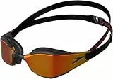 Speedo Unisex Erwachsene Fastskin Hyper Elite Schwimmbrille | Wettkampfschwimmbrille | Performance| Training| Hydrodynamisch Schwimmbrille, Schwarz/Dragon Fire/Gold, Einheitsgröße