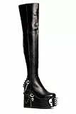 LAMODA Damen Out Of Line Knee High Boot, Black Skull, 38 EU