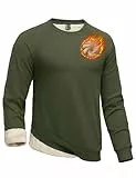 TACVASEN Sweatshirt Herren Ohne Kapuze Pullover für Herren Warm Arbeitspullover Fleecepulli Männer, Militärgrün, XL