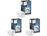 Philips Hue 3er Pack Smart Plug weiß, smarte Steckdose, kompatibel mit Amazon Alexa (Echo, Echo Dot), 8,4 x 5,1 x 5,1 cm
