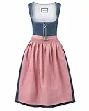Stockerpoint Damen Roseline Midi Dirndl, blau Altrosa, 44