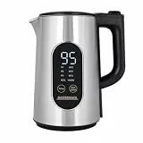 Edelstahl Wasserkocher mit Temperatureinstellung - 1,5 Liter - 3000 Watt Schnellkocher - 40-100°C, Doppelwandig Cool Touch, Digital Display Echtzeit, Warmhaltefunktion für Tee Kaffee
