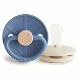 FRIGG Little Viking Silikon Schnuller | 2'er Packung | Silikon Sauger | BPA-Frei | Hergestellt in Dänemark | Symmetrischer Sauger in Kirschform | (Ocean View/Cream, Größe 1 (0-6 Monate))