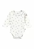 Sterntaler Body Blümchen - Mädchen Body aus Baumwoll Jersey mit Allover Druck - Langarm Baby Body mit Volant und Esel Emmi Girl Print, Druckknöpfe im Schritt und Schulter, Ecru, Größe 86