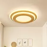 LUOLONG LED Deckenleuchte Holz Deckenlampe Runde 35W Schlafzimmerlampe 40CM Dimmbare Deckenleuchten 3000-6000K Moderne Wohnzimmerlampe Acrylschirm Schlafzimmer Wohnzimmer Arbeitszimmer Büro