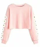 Imily Bela Mädchen Sweatshirts Daisy Printed Langarmshirt Cute Kinder Pullover Crop Tops Casual Kleidung(Rosa, 9-10 Jahre)