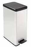 Curver 02340-582-00 Deco Abfalleimer Slim 40 L, Plastik, schwarz/Silber metallic, 39,29 x 25 x 60,7 cm