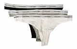 Calvin Klein Damen 3er Pack Strings Thong Unterwäsche, Mehrfarbig (Black/White/Grey Heather), M