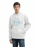 TOM TAILOR Denim Herren Hoodie Sweatshirt mit Logo-Print, 15277 - Chalk Grey, L