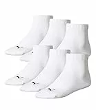 PUMA 6 Paar Quarter Socken Kurz Socken, Sportsocken (43-46, weiß)